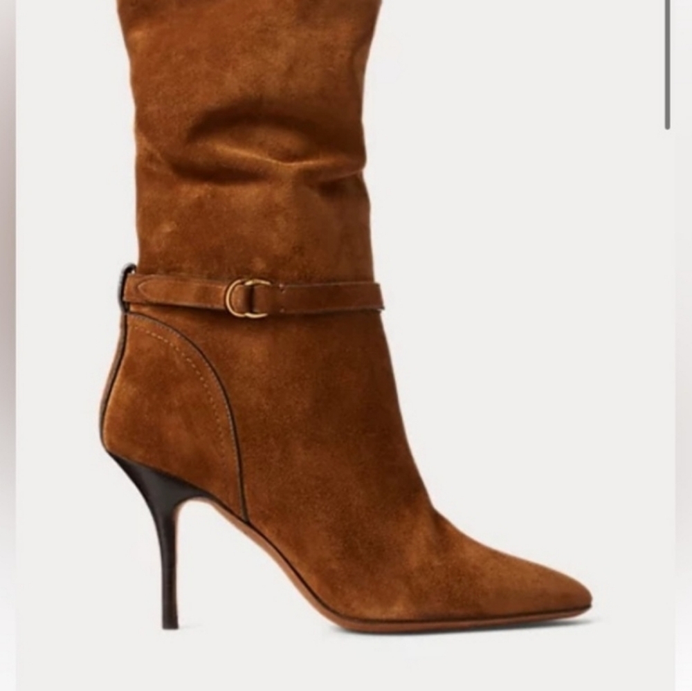 New Ralph Lauren Zoe Mid Calfskin Boot